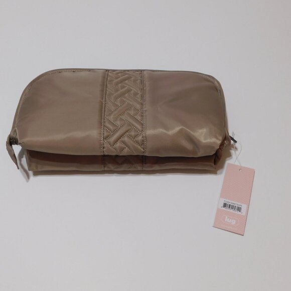 Lug Flash Sand Taupe Multi Compartment Cosmetic Make Up Travel Zip Organizer Bag - Picture 3 of 12